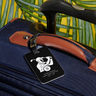 Witte golfer met golfclub Elegante Zwarte Bagagelabel
