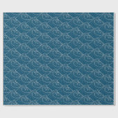 Witte golven patroon Blauw Cadeaupapier (Vlak)
