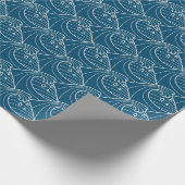 Witte golven patroon Blauw Cadeaupapier (Hoek)