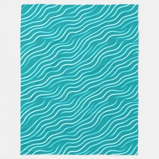 Witte golvende lijnen op een blauw/groene achtergr fleece deken (Voorkant)
