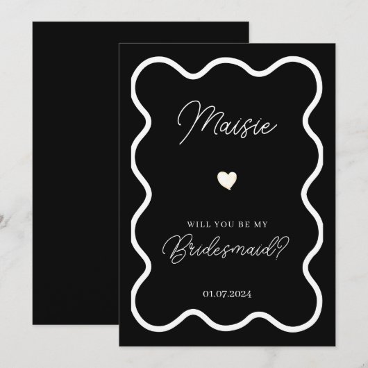 Witte golvende zal je mijn bruidsmeisje aanzoek zi kaart (Voorkant / Achterkant)