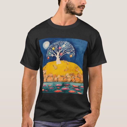 Witte gombomen met kerstballen t-shirt (Voorkant)