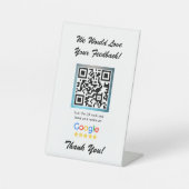 Witte Google Review Counter Stand Sjabloon Reclamebord Met Voetstuk (Voorkant)