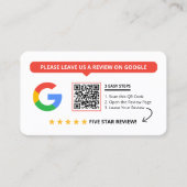 Witte Google Reviews QR-code Zakelijke Review Link Visitekaartje (Voorkant)
