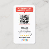 Witte Google Reviews QR-code Zakelijke Review Link Visitekaartje (Voorkant)