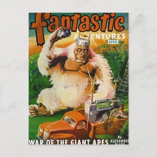 Witte Gorilla met grote afstandsbediening Briefkaart (Voorkant)