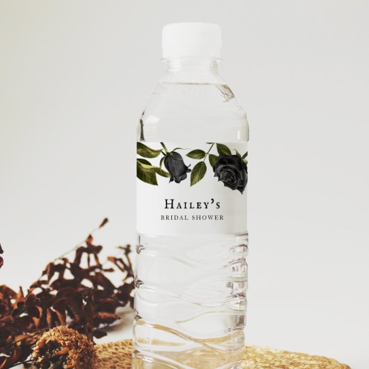 Witte Gotische Bloemachtige Bruiloft Feest Waterfles Etiket