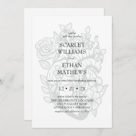 Witte Gotische Bloemhartbloesem Handfasting Kaart