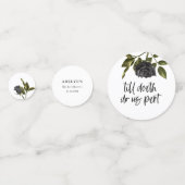 Witte Gotische Roos Donkere Bruidsuitnodiging Confetti (Achterkanten)