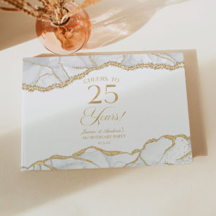 Witte Goud Agat 25e Huwelijksjubileum Feest Gastenboek