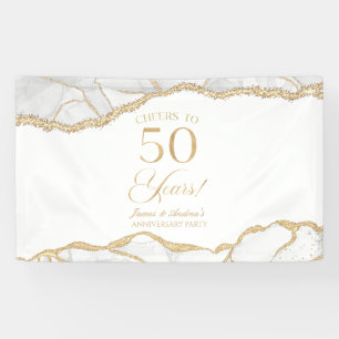 Witte Goud Agat 50ste Huwelijksverjaardag Feest Spandoek