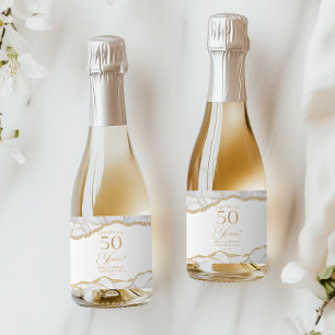 Witte Goud Agate 50ste Huwelijksverjaardag Feest Sparkling Wijnetiket