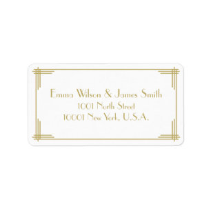 Witte goud art deco Great Gatsby adreslabels Etiket