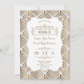 Witte Goud Art Deco Witte Gatsby 1920s Trouwen  Kaart (Voorkant)