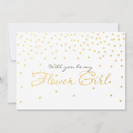 Witte Goud Folie Confetti FLOWER GIRL Kaart