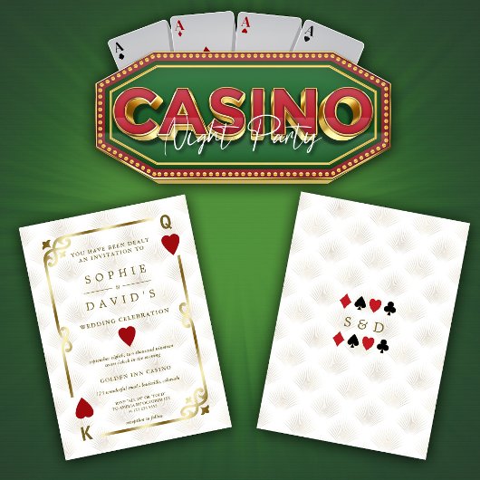 Witte Goud Gatsby Casino Las Vegas Poker Bruiloft Kaart