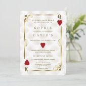 Witte Goud Gatsby Casino Las Vegas Poker Bruiloft Kaart (Staand voorkant)