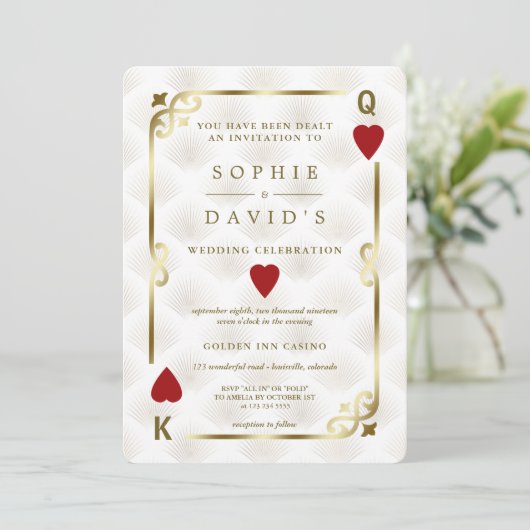 Witte Goud Gatsby Casino Las Vegas Poker Huwelijk Kaart (Staand voorkant)