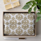 Witte Goud Glam Damask Monogram Letter Initiaal Tissuepapier (Geschenk)