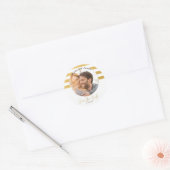 Witte Goud Glam Foto Moderne Opslag DATUM RESERVER Ronde Sticker (Envelop)