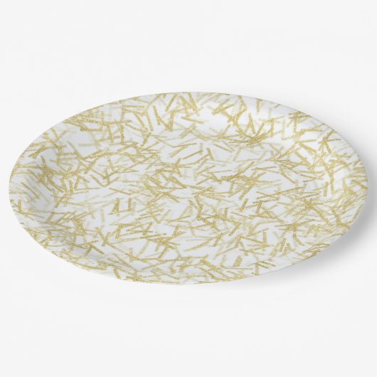 Witte Goud Glam Glitzy Kerstmis Papieren Bordje (Gekanteld)