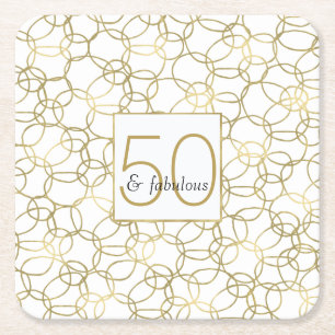Witte Goud Glam Stijlvolle Cirkels 50 en Fabulous Kartonnen Onderzetters