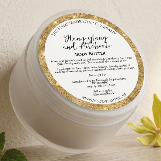 Witte Goud Glitter Body Butter Cosmetica Pot Label