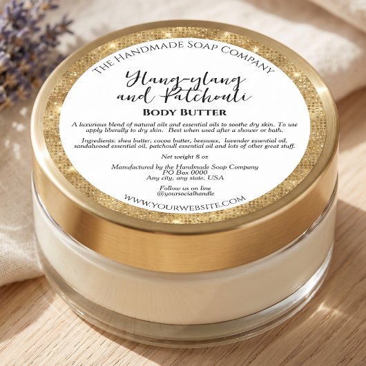 Witte Goud Glitter Body Butter Cosmetica Pot Label