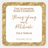 Witte Goud Glitter Cosmetica Druppelfles Etiket (Voorkant)