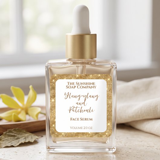 Witte Goud Glitter Cosmetica Druppelfles Etiket