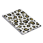 Witte goud glitters & zwarte luipaard cheeta print notitieboek (Rechterzijde)
