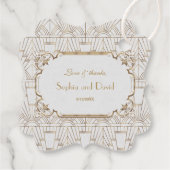 Witte Goud Grote Gatsby Art Deco Jaren 20 Trouwen Bedankjes Labels (Achterkant)