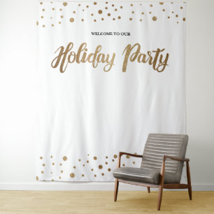 Witte Goud Kerstbedrijf Vakantie Achtergrond Wandkleed