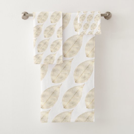 WITTE GOUD-LEAF PATROON BATHROOM TOWEL SET BAD HANDDOEK (Insitu)
