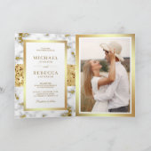 Witte Goud Marmer Foto QR Code Trouwen (Binnen)