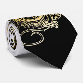 Witte Goud Panter Gotische Luxe Zwart Wit Stropdas (Opgerold)