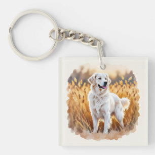 Witte Goud Retriever Hond Sleutelhanger
