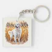 Witte Goud Retriever Hond Sleutelhanger (Achterkant)