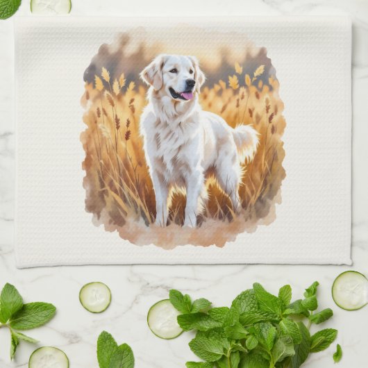Witte Goud Retriever Hond Theedoek (Gevouwen)