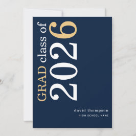 Witte Goud Tekst 2026 Marineblauwe Afstuderen Aankondiging