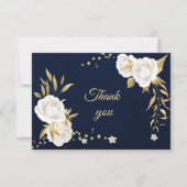 witte goudblauw bedankkaart (Voorkant)