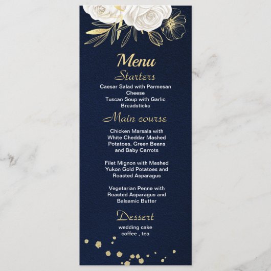 witte goudblauw menu (Voorkant)