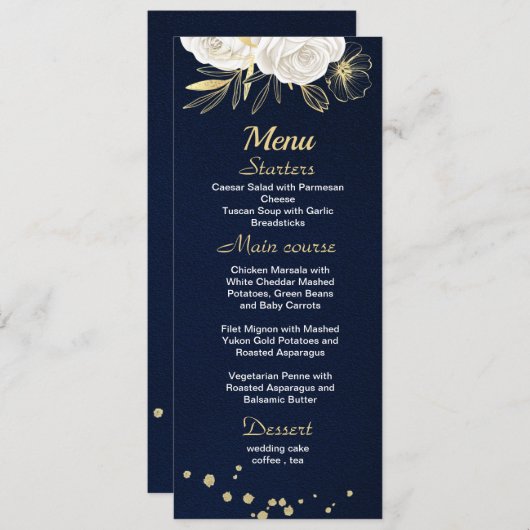 witte goudblauw menu (Voorkant / Achterkant)