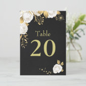 witte goudbloemen zwart tafelnummer (Staand voorkant)