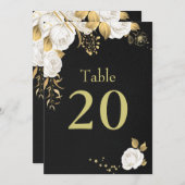 witte goudbloemen zwart tafelnummer (Voorkant / Achterkant)