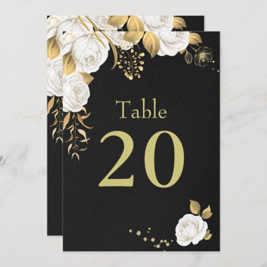witte goudbloemen zwart tafelnummer (Voorkant / Achterkant)