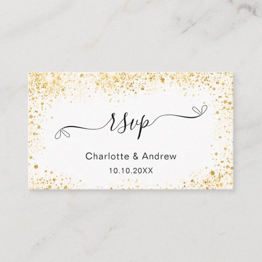 Witte goudbruidwebsite RSVP QR-code Informatiekaartje (Voorkant)