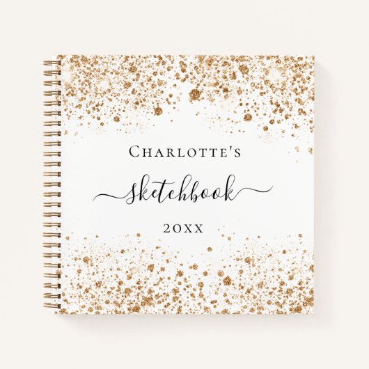 Witte goudbruine handelsnaam elegant notitieboek (Voorkant)