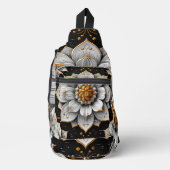 Witte Gouden 3D Lotus Sling Tas (Voorkant)