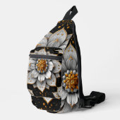 Witte Gouden 3D Lotus Sling Tas (Rechterhoek)